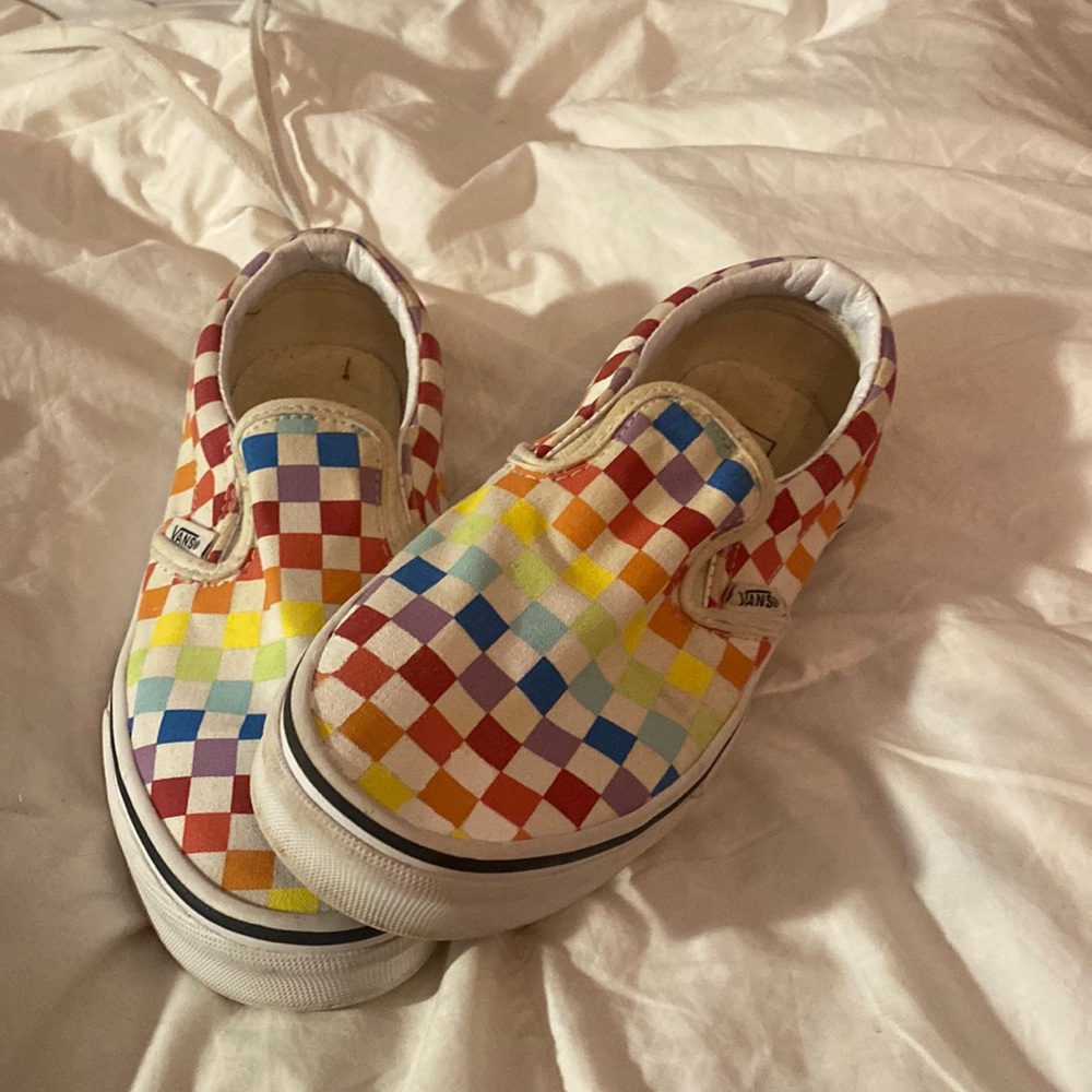 Rainbow slip on vans